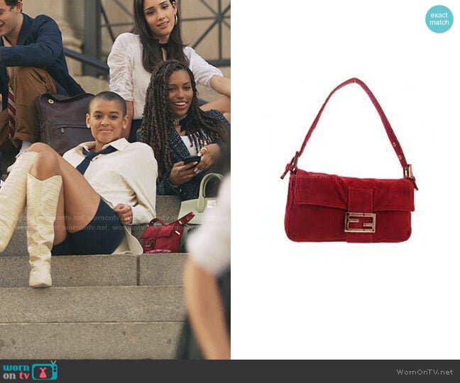 Suede Baguette by Fendi worn by Julien Calloway (Jordan Alexander) on Gossip Girl