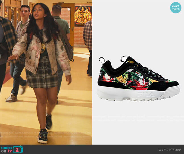 Disruptor Smu Sneakers by Fila worn by Devi Vishwakumar (Maitreyi Ramakrishnan) on Never Have I Ever