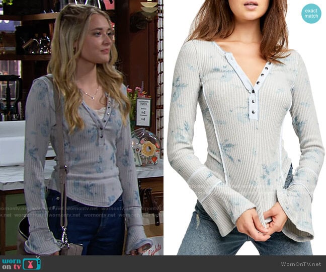 Free People Layer Me Henley worn by Faith Newman (Reylynn Caster) on The Young and the Restless