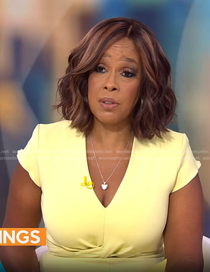 Gayle's yellow twist front dress on CBS This Morning