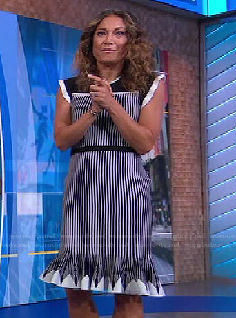 Ginger's black striped ruffle dress on Good Morning America