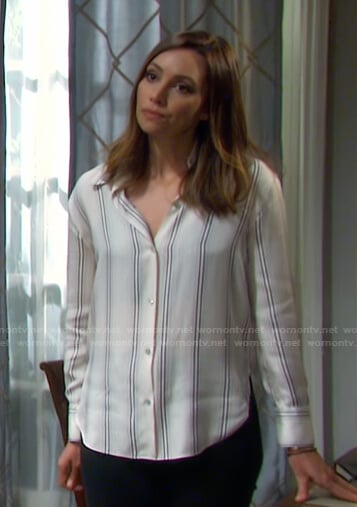 Gwen's white striped shirt on Days of our Lives