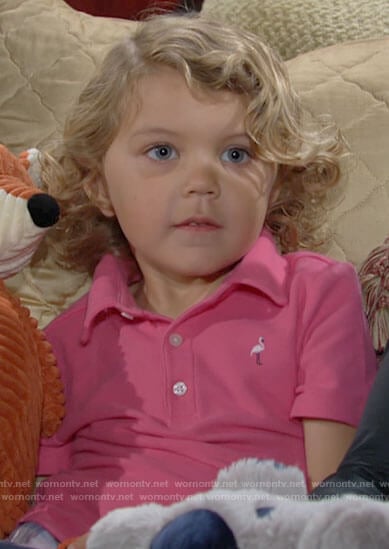 Harrison’s pink flamingo polo shirt on The Young and the Restless