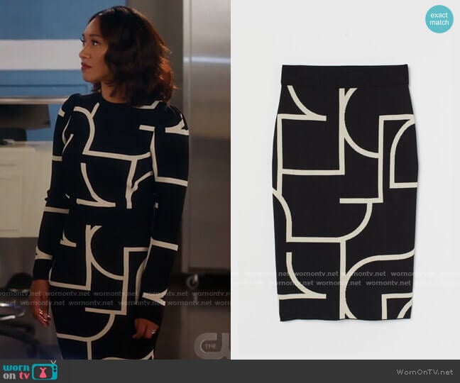 H&M Jacquard Knit Skirt worn by Iris West (Candice Patton) on The Flash