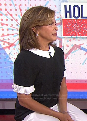 Hoda’s black and white pleated sleeve top on Today