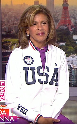 Hoda’s white USA track jacket on Today