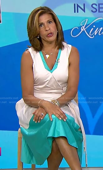 Hoda’s white and green wrap dress on Today