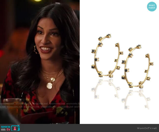 Hyperbole Accessories Crystal CZ Hoops worn by Kamala (Richa Moorjani) on Never Have I Ever