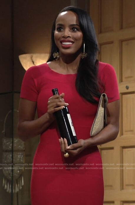 Imani's red bandage dress on The Young and the Restless