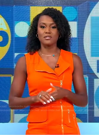 Janai’s orange zip front dress on Good Morning America