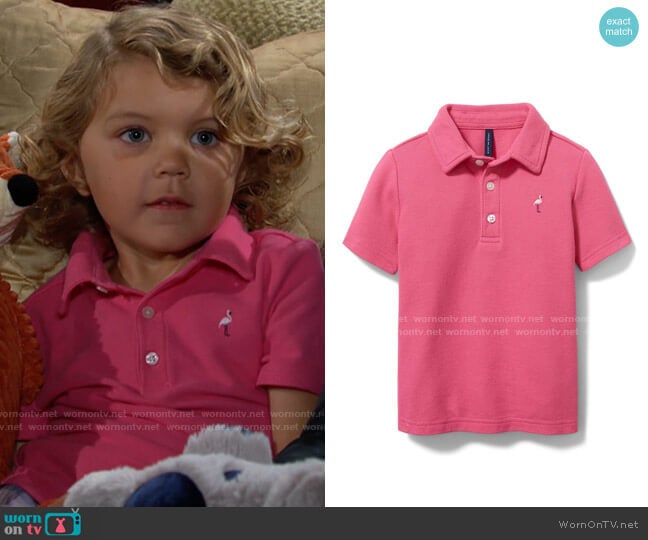 Janie and Jack Embroidered Pique Polo worn by Harrison Locke on The Young and the Restless