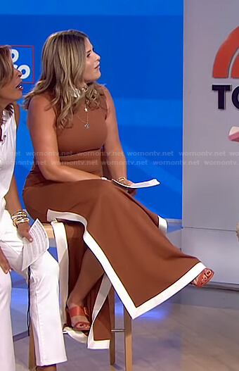 Jenna’s brown sleeveless slit dress on Today