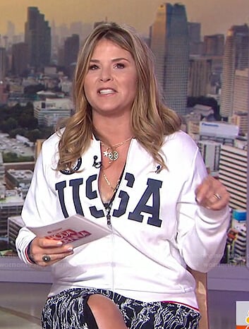 Jenna’s white USA track jacket on Today