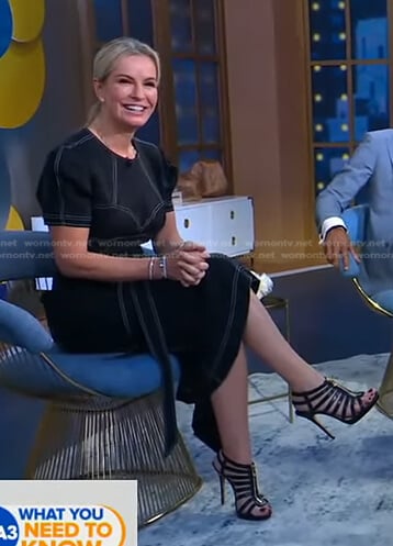 Jennifer’s black dress with white stitching on Good Morning America