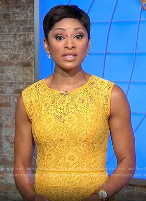 Jericka Duncan’s yellow lace dress on CBS This Morning