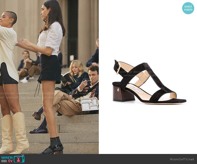 Jin 45mm sandals by Jimmy Choo worn by Luna La (Zión Moreno) on Gossip Girl