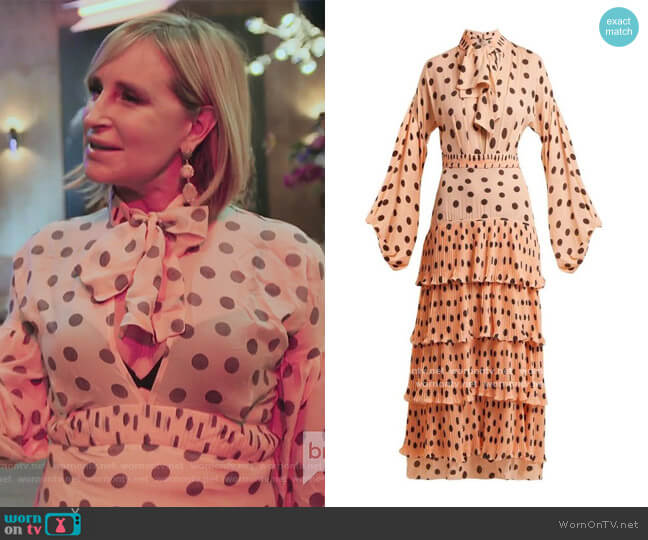 Pink Polka Dot Dress by Johanna Ortiz worn by Sonja Morgan on The Real Housewives of New York City