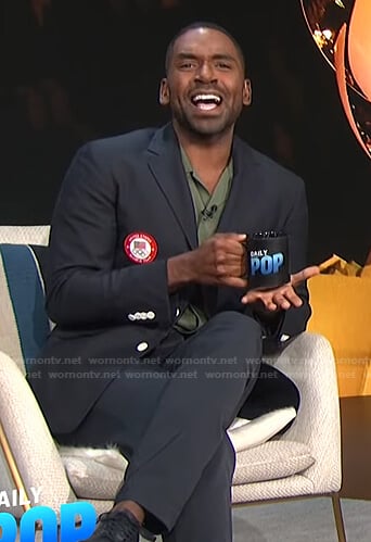 Justin’s navy Olympic Team blazer on E! News Daily Pop