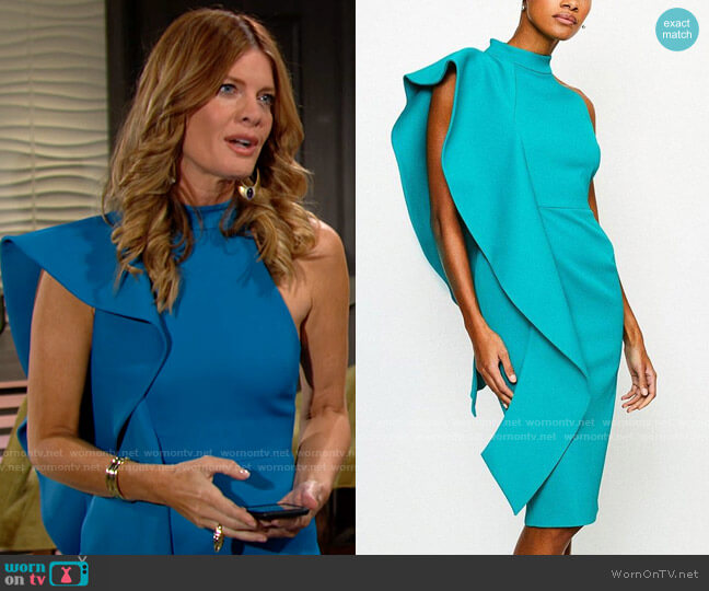 Karen Millen Italian Structured Rib Frill Dress worn by Phyllis Summers (Michelle Stafford) on The Young and the Restless