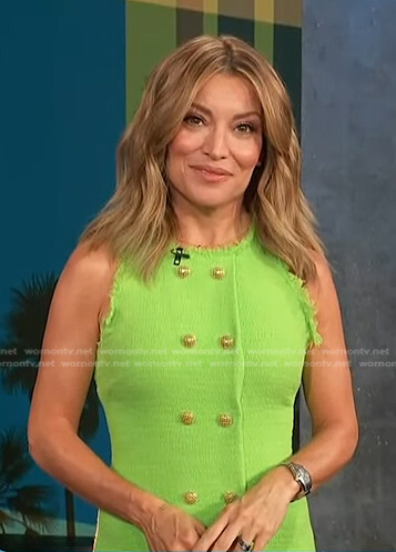 Kit’s green sleeveless tweed dress on Access Hollywood