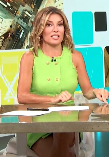 Kit's green sleeveless tweed dress on Access Hollywood