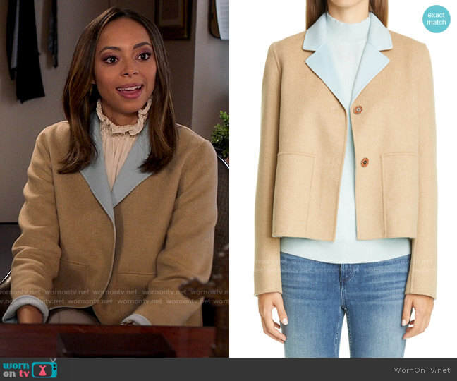 Lafayette 148 New York Reversible Andover Jacket worn by Whitney Green (Amber Stevens West) on Run the World