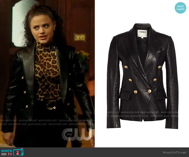 L'Agence Kenzie Leather Blazer worn by Maggie Vera (Sarah Jeffery) on Charmed