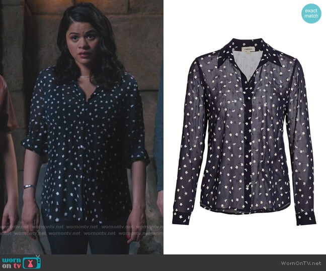 L'Agence Laurent Floral-Embroidered Blouse worn by Mel Vera (Melonie Diaz) on Charmed