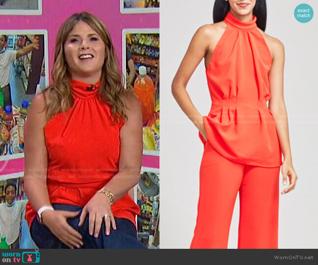 Fluid Crepe Halter Top by Lela Rose worn by Jenna Bush Hager on Today