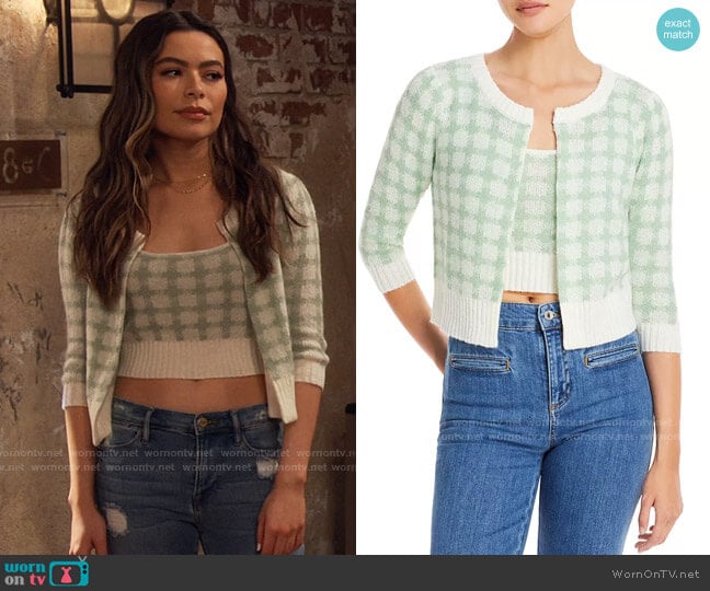 Lucy Paris Gingham Cropped Cardigan worn by Carly Shay (Miranda Cosgrove) on iCarly