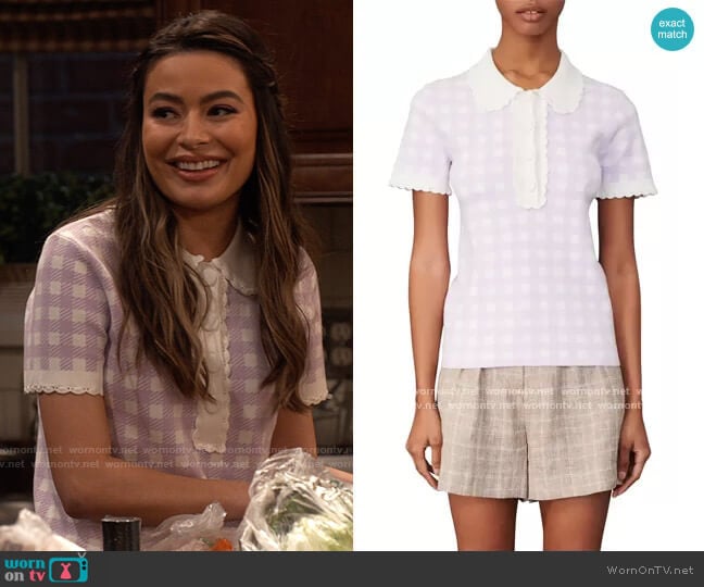 Maje Micro Knit Polo Top worn by Carly Shay (Miranda Cosgrove) on iCarly