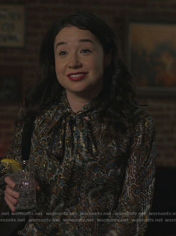 Marissa’s paisley metallic blouse on The Good Fight