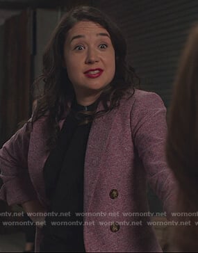 Marissa’s pink double breasted blazer on The Good Fight