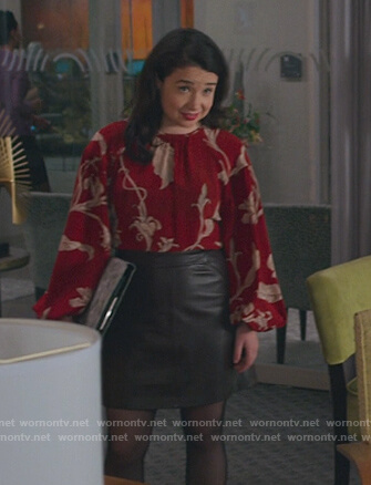Marissa's red floral print blouse on The Good Fight