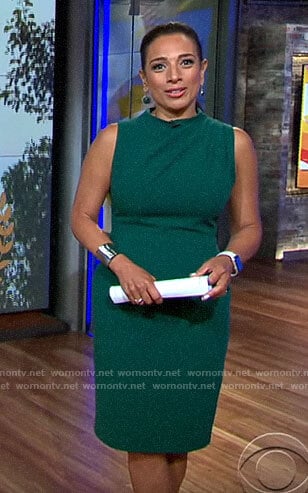 Michelle Miller's green sleeveless dress on CBS This Morning