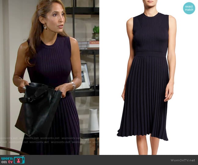 Milly Rib Mix Sleeveless Pleated Dress worn by Lily Winters (Christel Khalil) on The Young and the Restless