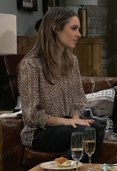 Molly’s floral metallic blouse on General Hospital
