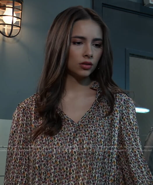 Molly's floral metallic blouse on General Hospital