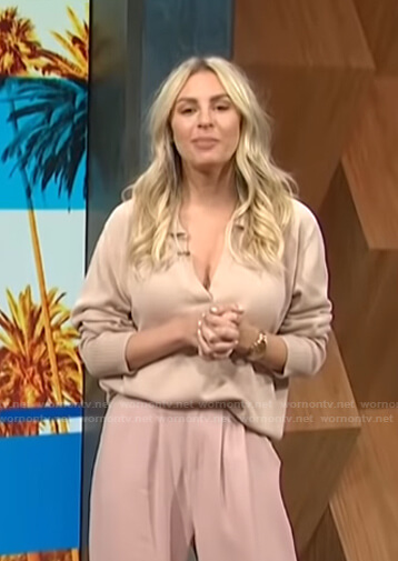 Morgan’s beige polo sweater on E! News Daily Pop