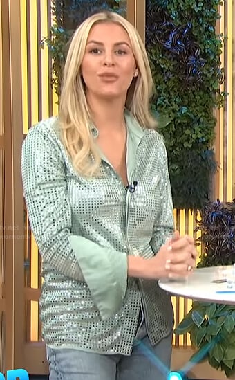 Morgan’s green sequin shirt on E! News Daily Pop