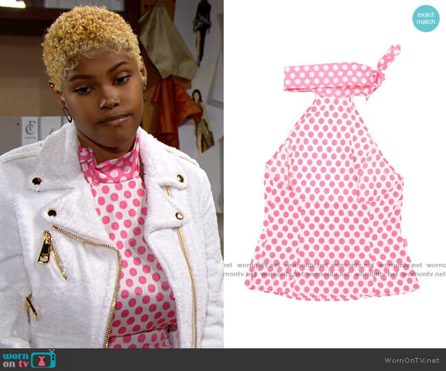 Moschino Vintage Polka Dot Top worn by Paris Buckingham (Diamond White) on The Bold and the Beautiful