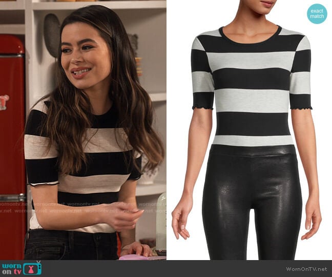 n:philanthropy Suri Stripe Cotton Bodysuit worn by Carly Shay (Miranda Cosgrove) on iCarly