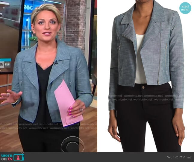 NANETTE Nanette Lepore Suede Moto Jacket worn by Jamie Yuccas on CBS Mornings