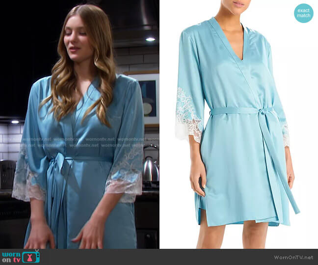 Lace Trim Satin Wrap Robe by Natori worn by Alice Caroline Horton (Lindsay Arnold) on Days of our Lives