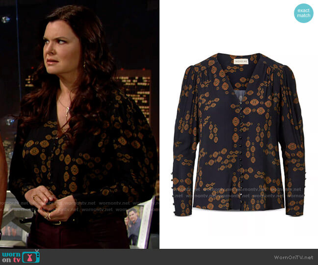 Nicholas Annika Paisley Blouse worn by Katie Logan (Heather Tom) on The Bold and the Beautiful