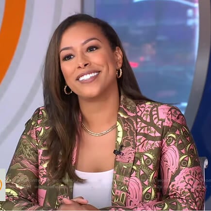 Nicole Lynn’s pink printed blazer on Good Morning America