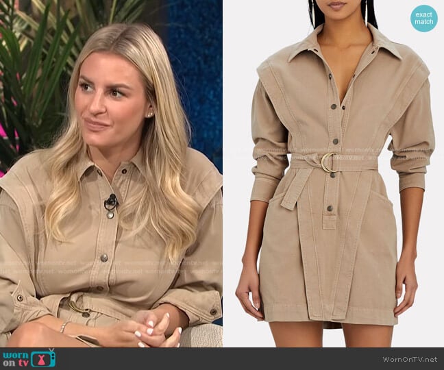 Jeanne Belted Mini Shirt Dress by Noam worn by Morgan Stewart on E! News