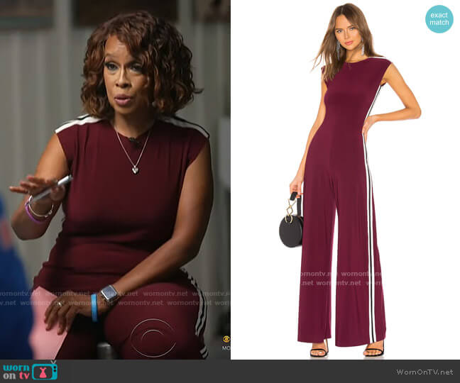 Norma Kamali Side Stripe Sleeveless Jumpsuit worn by Gayle King on CBS Mornings