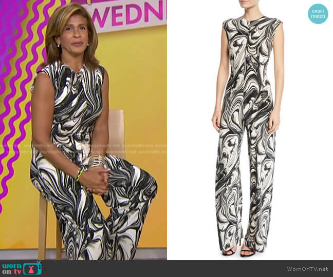 Swirl-Print Sleeveless Jumpsuit by Norma Kamali worn by Hoda Kotb on Today