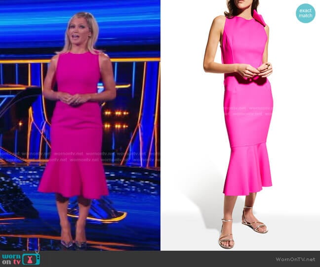 Mermaid Wool-Blend Midi Dress by Oscar de la Renta worn by Sara Haines on The Chase